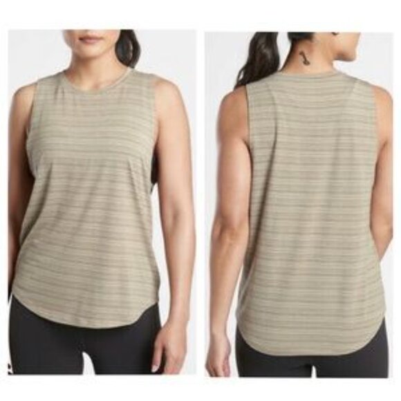 Athleta Cloudlight Striped Muscle Tank Top in Whisper Stripe Shadow Olive - Picture 11 of 14
